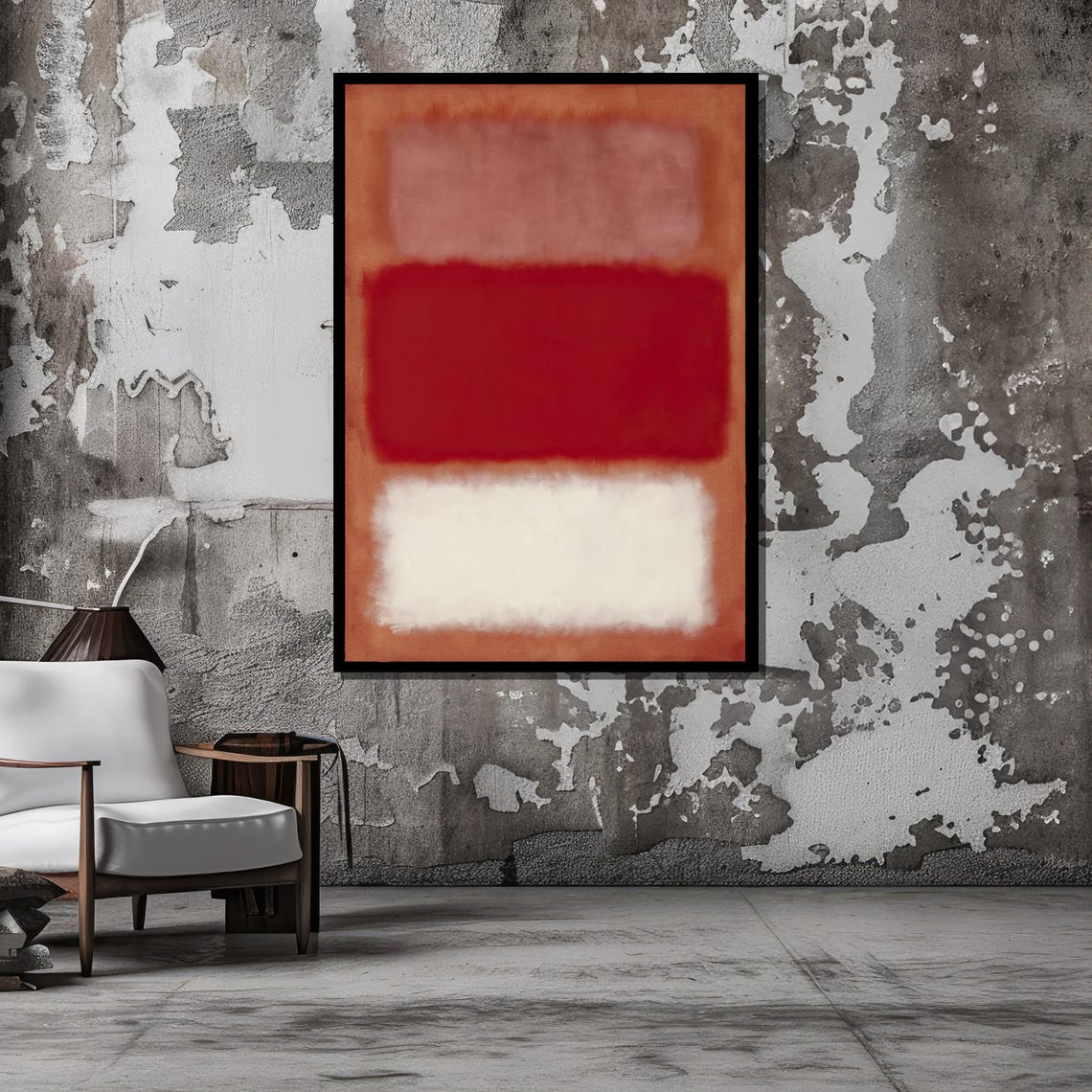 Abstract Expressionist Bold Red Soft Pink And White Color Fields Rothko Inspired Art Modern Wall Decor Ready To Hang - Image 5