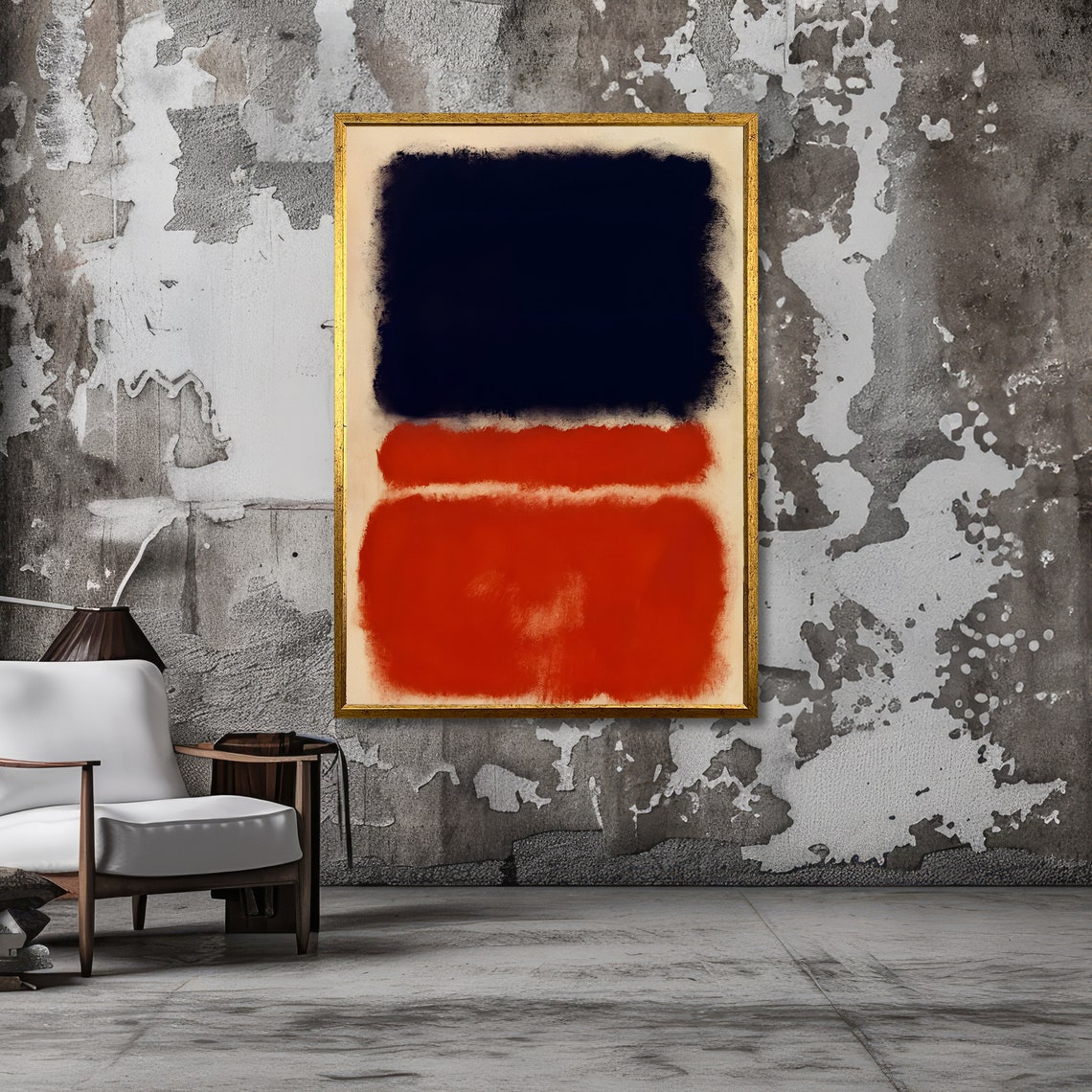 Midnight Flame Bold Abstract Art Modern Wall Decor Deep Navy And Vibrant Red Ready To Hang - Image 3