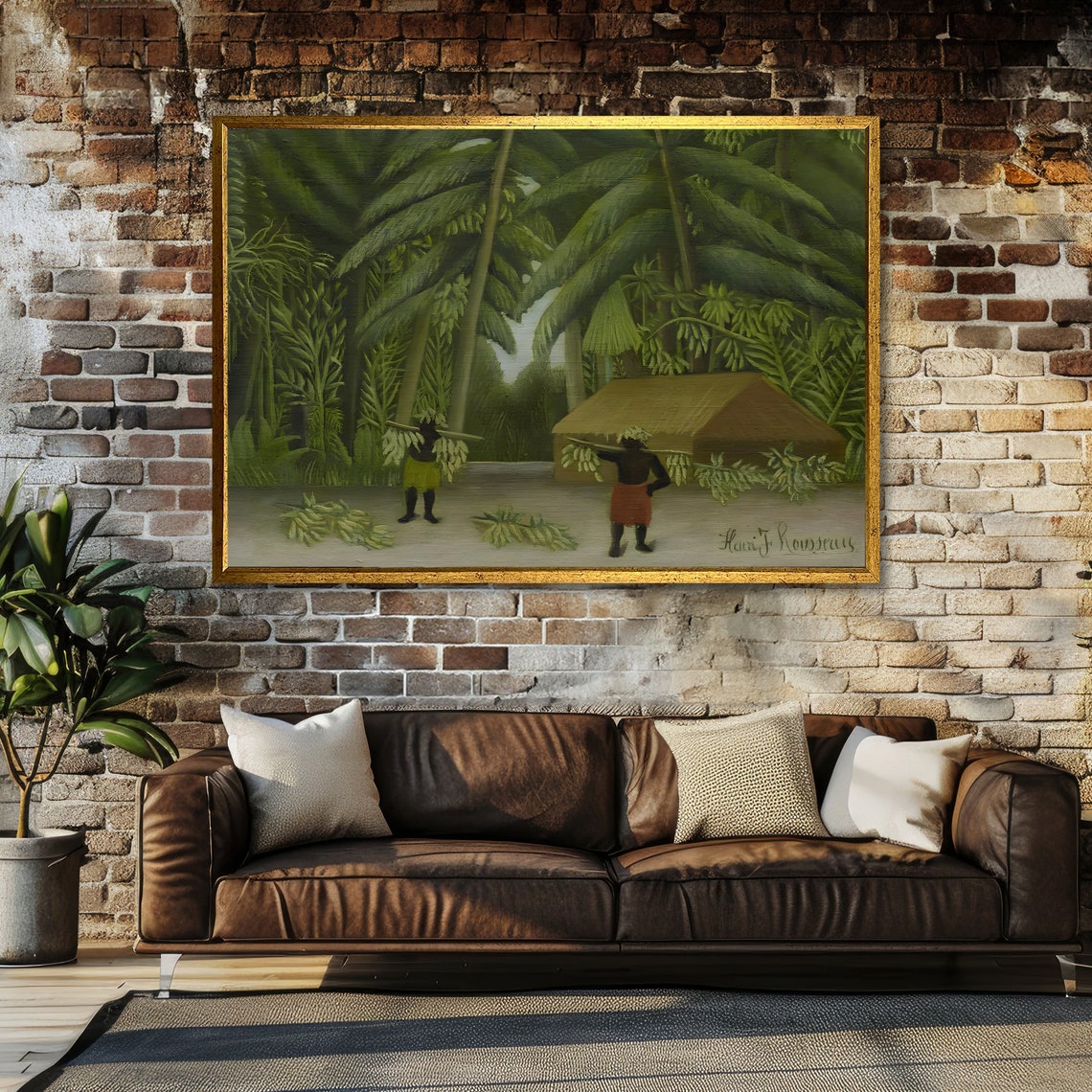 Rousseau Banana Harvest Tropical Palm Grove Workers Art Poster - Image 4