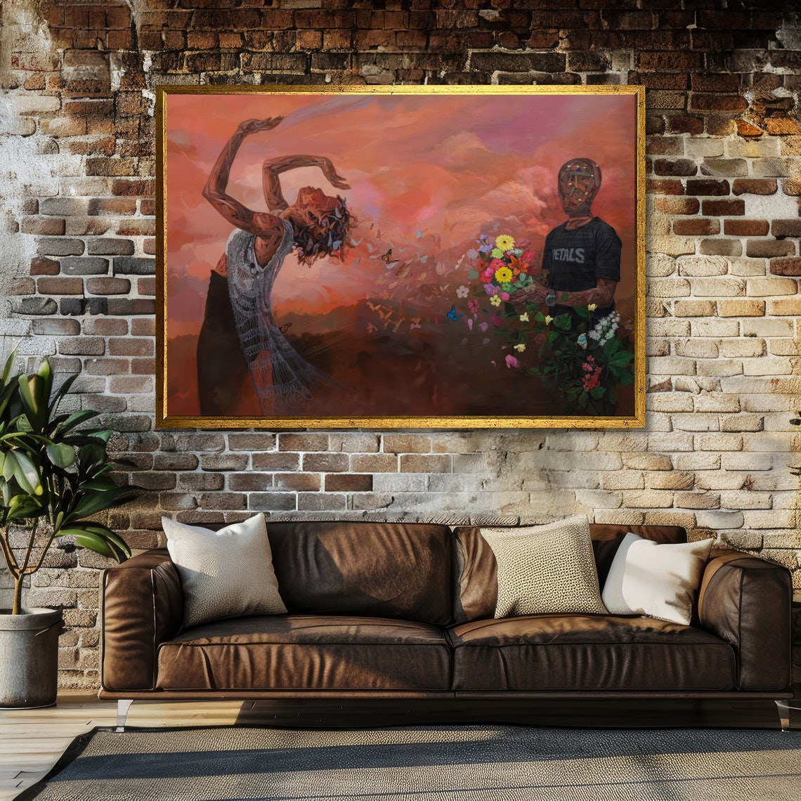 Fading Embrace Couple Sunset Surreal Romantic Love Art Poster - Image 3