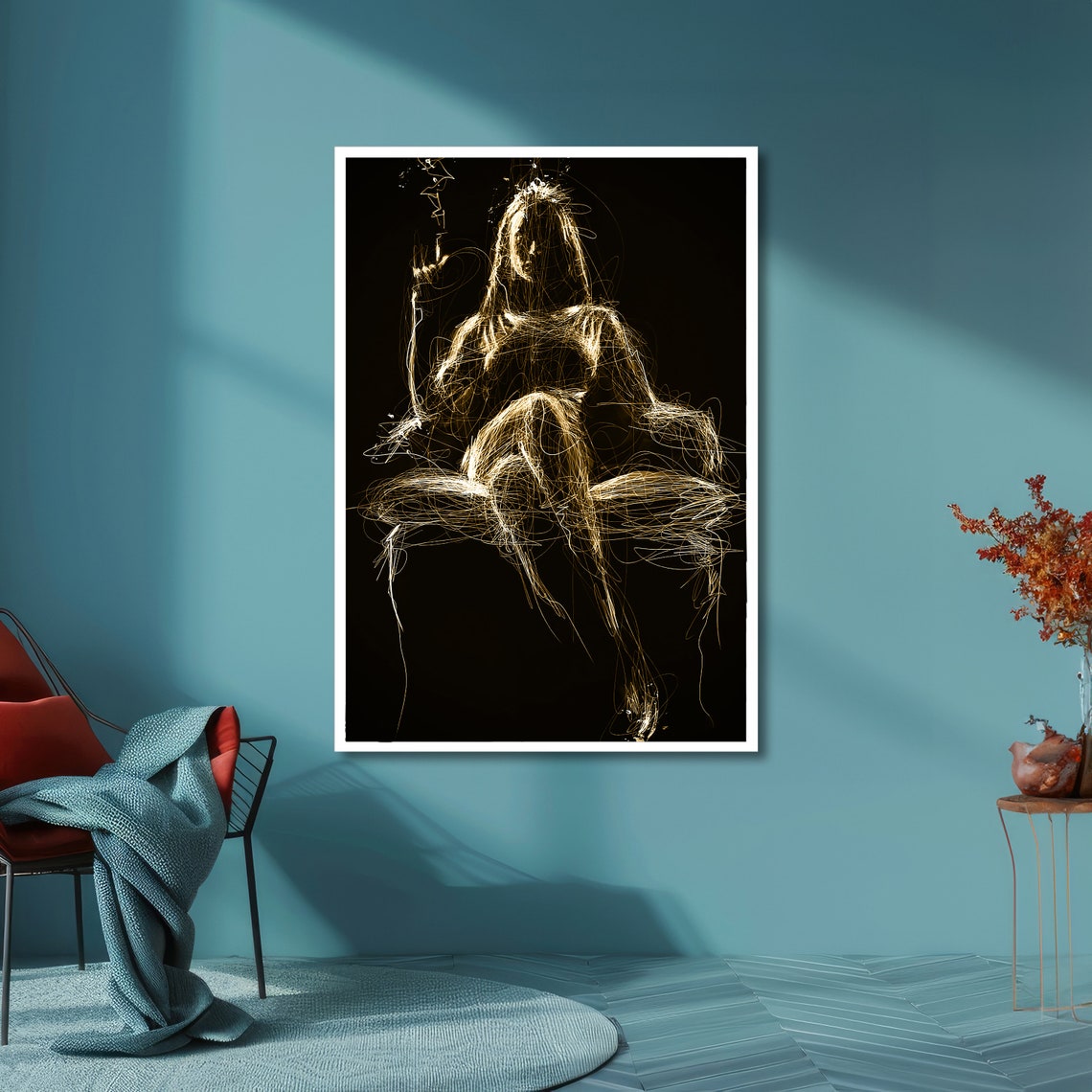 Golden Light Silhouette Woman Abstract Glowing Figure Poster - Image 4