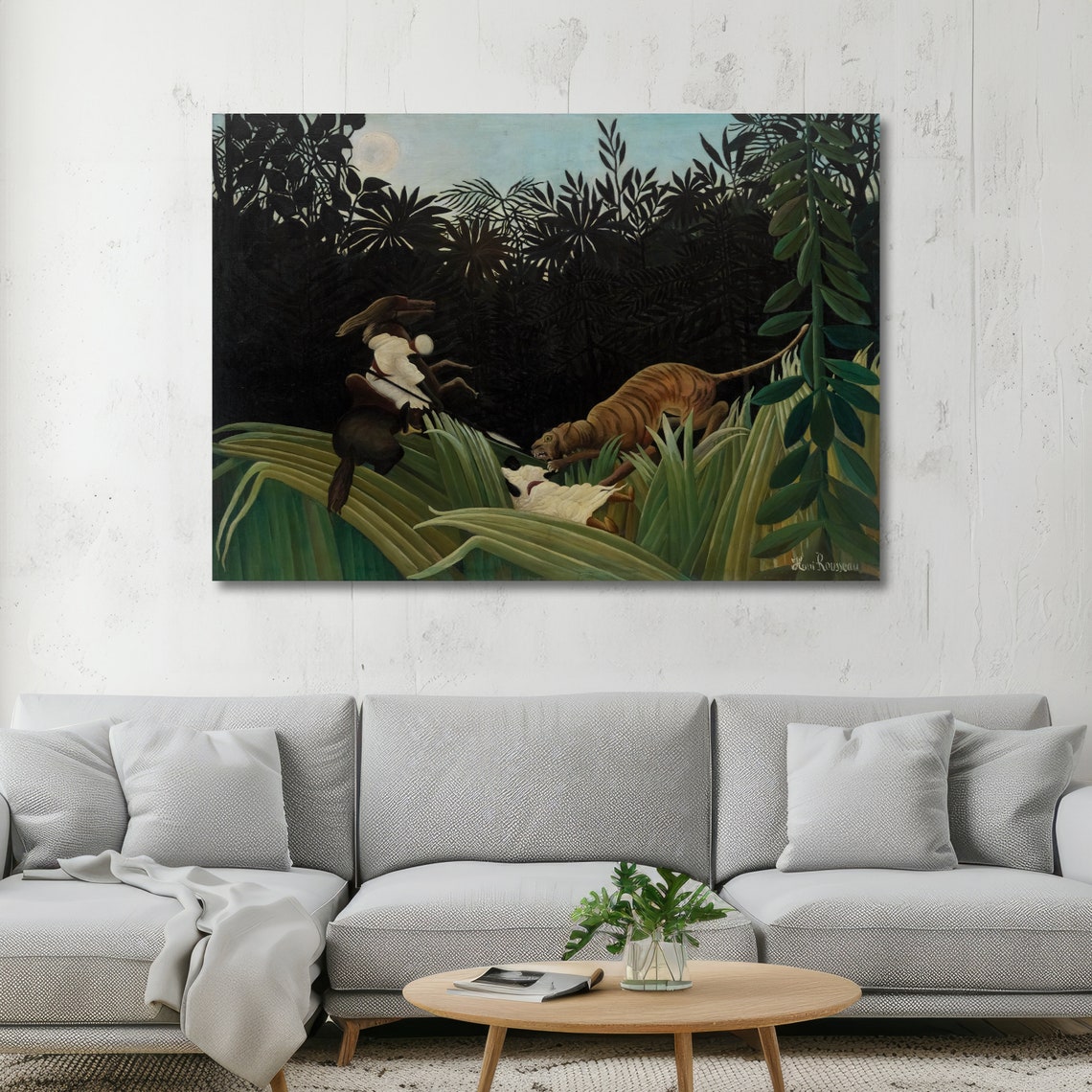 Rousseau Scout Attacked by Tiger Stormy Jungle Moonlight Art Poster - Image 5