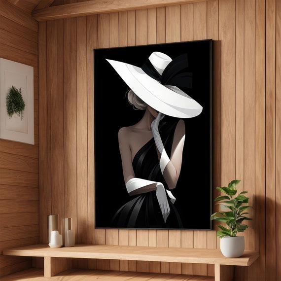 Glamorous Woman In Black And White Fashion Art Stylish Lady Wall Decor Elegant Print Wall Art Design