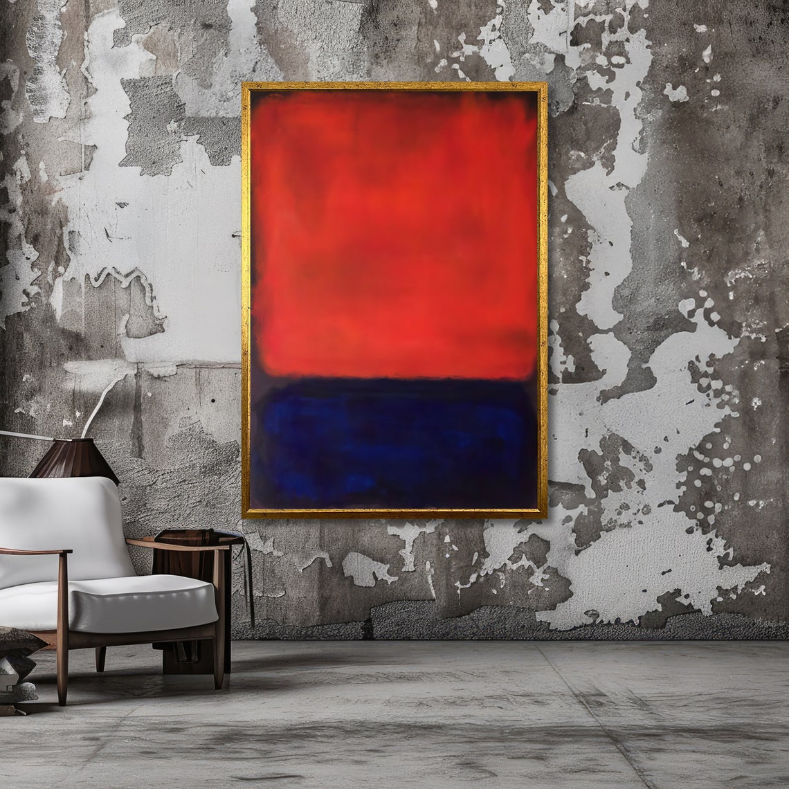 Fiery Red and Deep Blue Rothko-Inspired Color Field Art Poster - Image 4