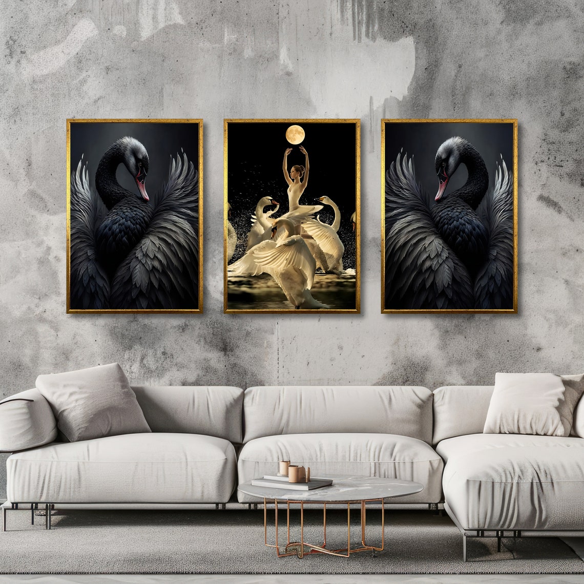 Moonlit Swan Ballerina Black Swan Triptych Ballet Dance Poster - Image 5