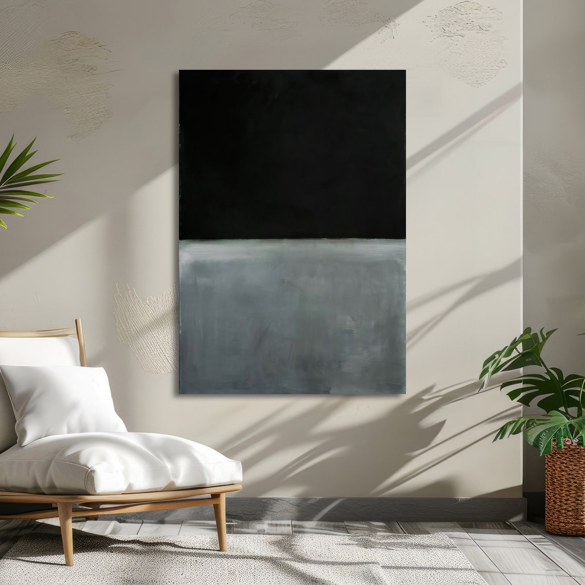 Meditative Black and Misty Grey Abstract Poster in Rothko Style - Image 5