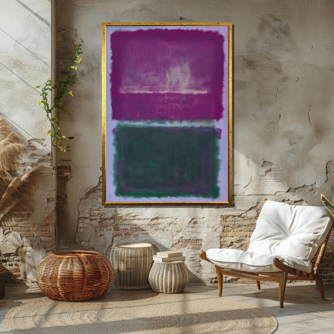 Bold Purple And Dark Green Color Fields Rothko Inspired Art Minimalist Wall Decor Ready To Hang Abstract Expressionist - Image 2