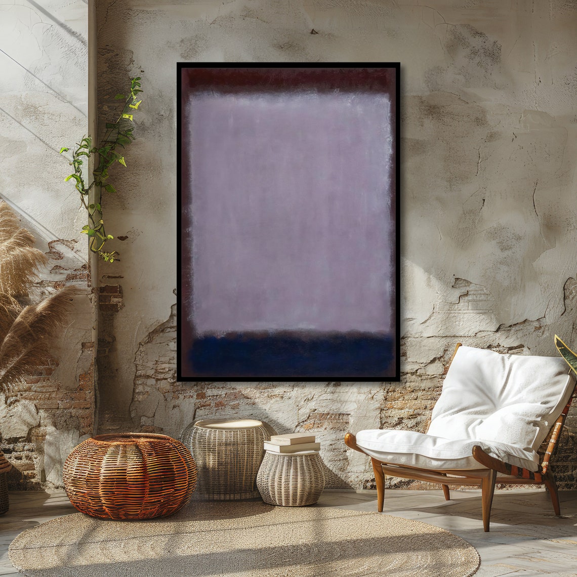 Muted Lavender Purple and Navy Rothko-Inspired Artwork Poster - Image 4