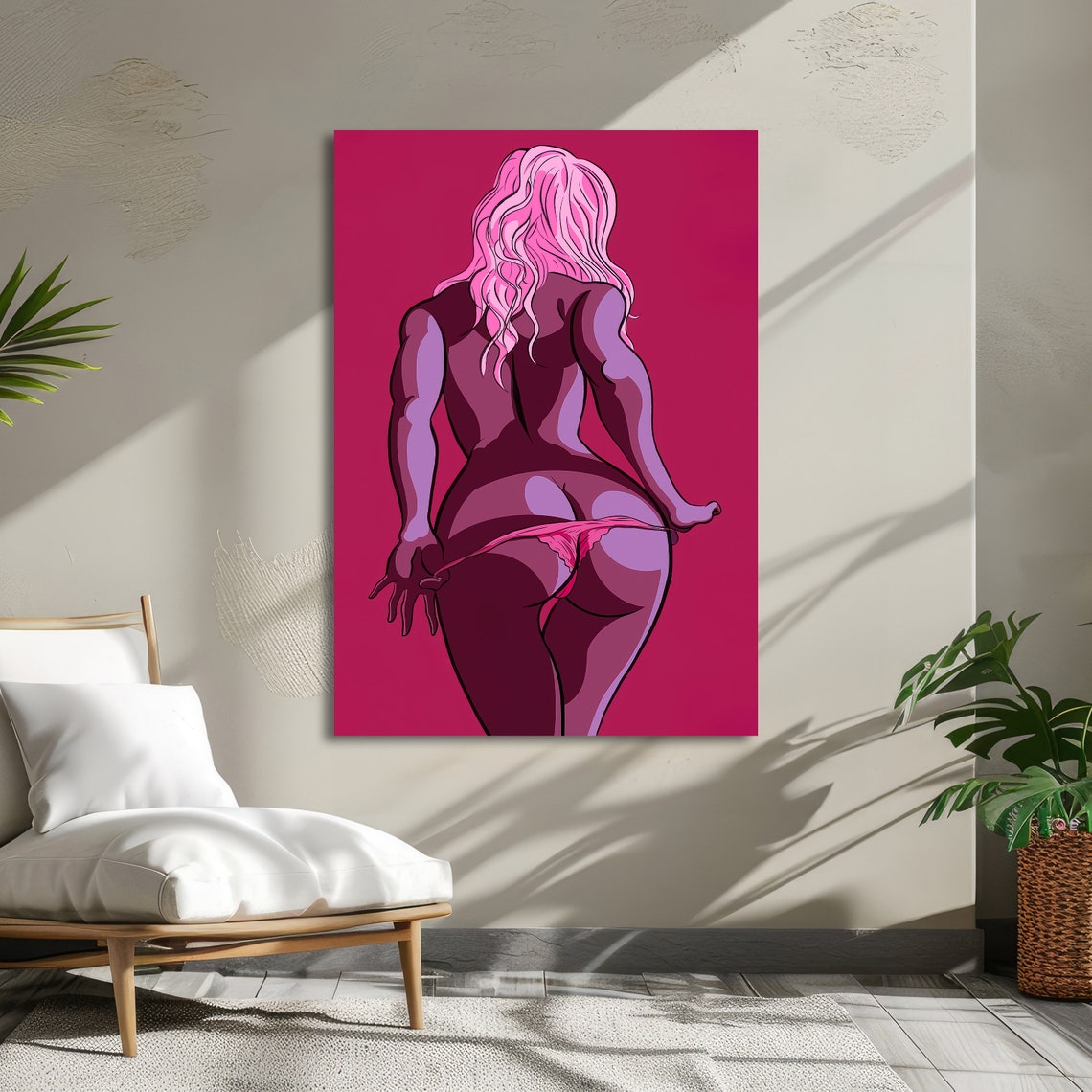 Pink Sensation Erotic Art Sexy Wall Bold Nude Print Ready To Hang Modern Bedroom Decor - Image 2
