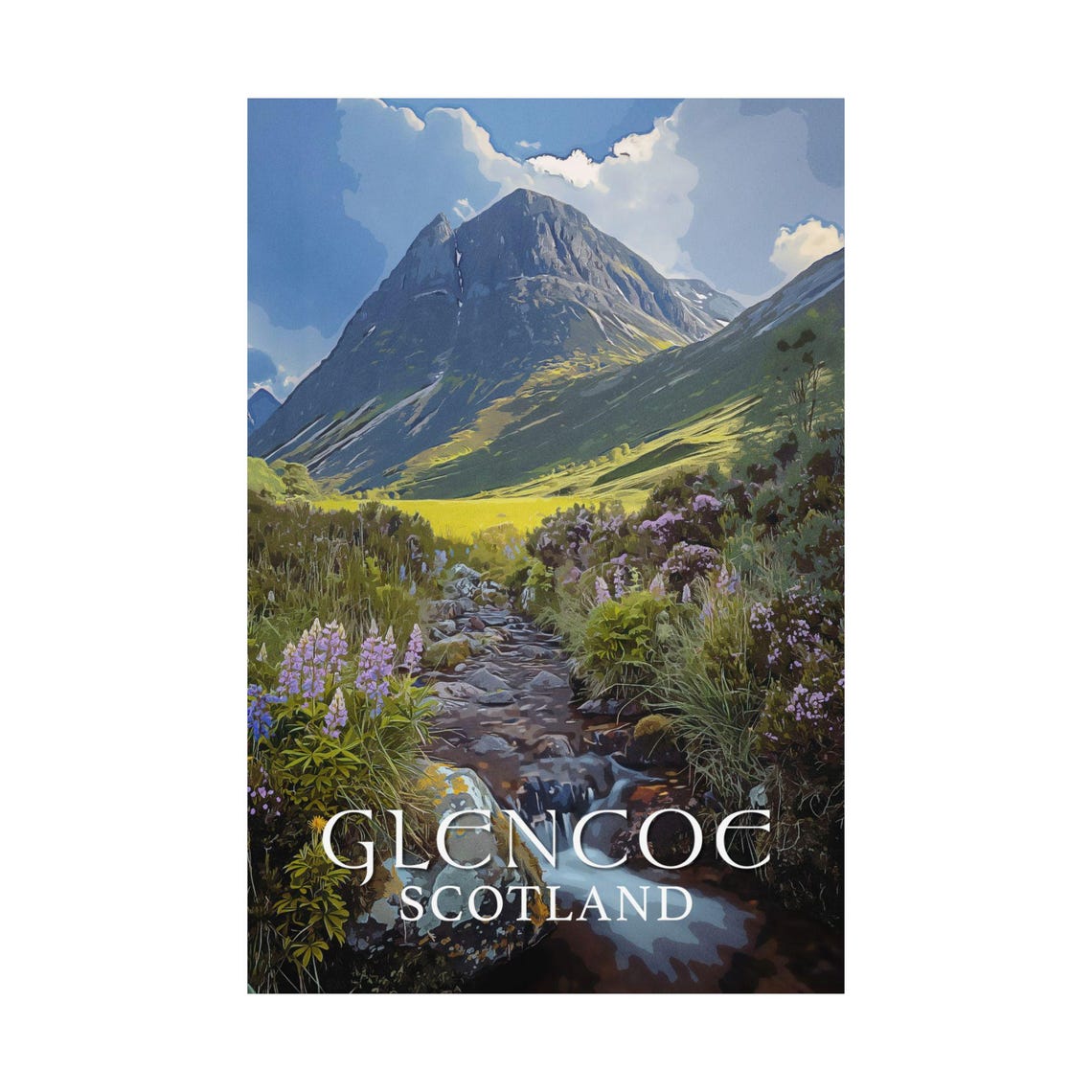 Glencoe Scotland Vintage Travel Poster Scottish Highlands Wall Art