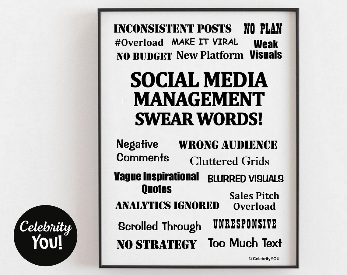 Social Media Management Swear Words Office Poster