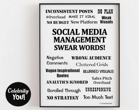 Social Media Management Swear Words Office Poster