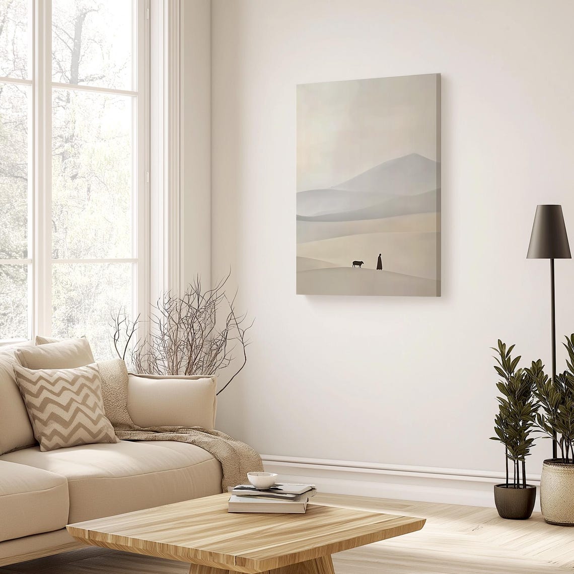 Vertical Shepherd Silhouette With Sheep On Rolling Hill Poster - Image 3