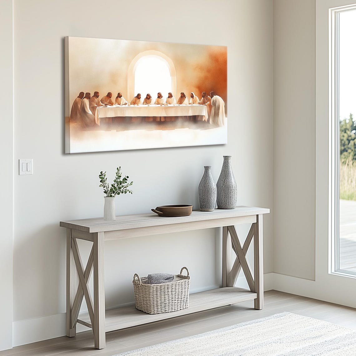 Last Supper Watercolor With Jesus And Twelve Disciples Poster - Image 2