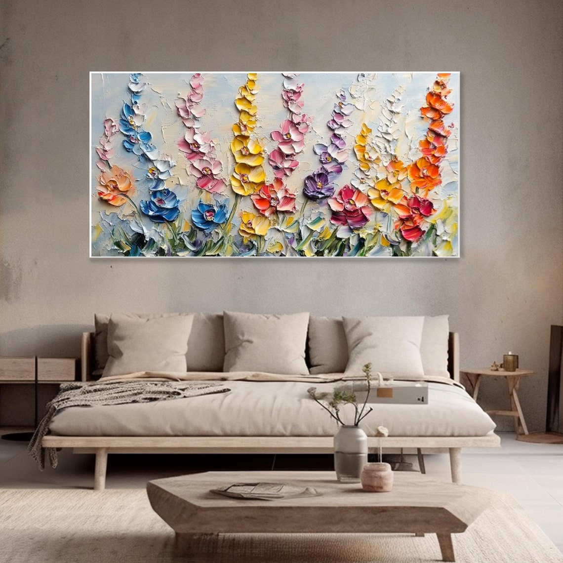 Abstract Art Colorful Flower Oil Painting Creative Decor Painting Living Room Home Wall Art Vivid Flower 3d Handmade Knife Painting