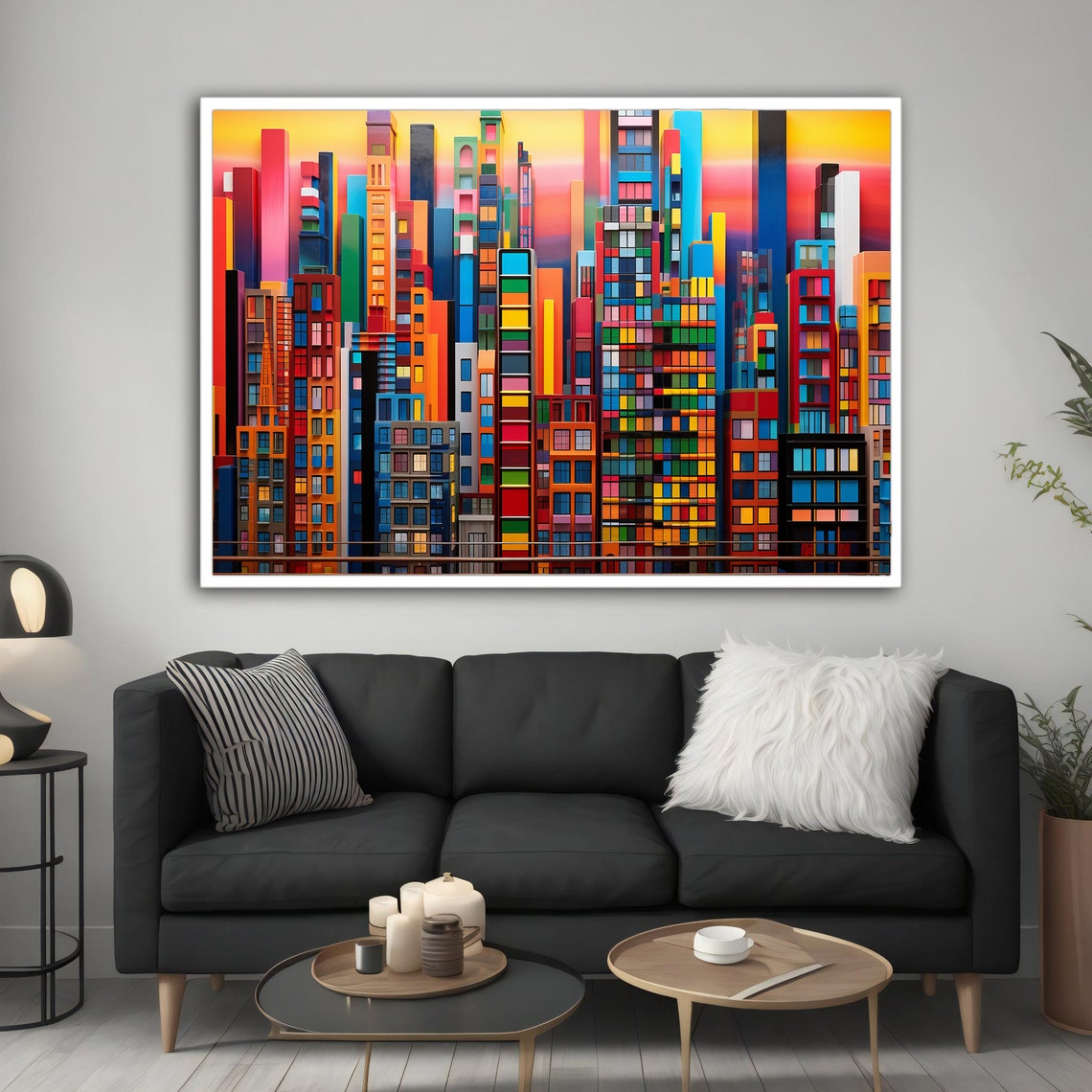 Colorful City View City View Wall Art Colorful City Landscape City Landscape Print City Landscape Poster - Image 5