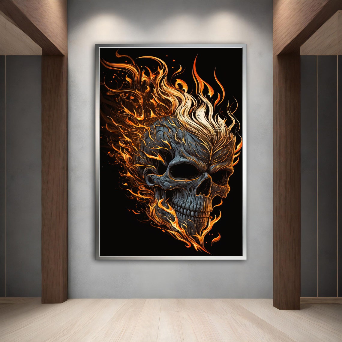 Fiery Skull Modern Wall Art Skull Wall Art Skull Skull Print Skull Wall Decor Skull Poster Skull Framed - Image 4