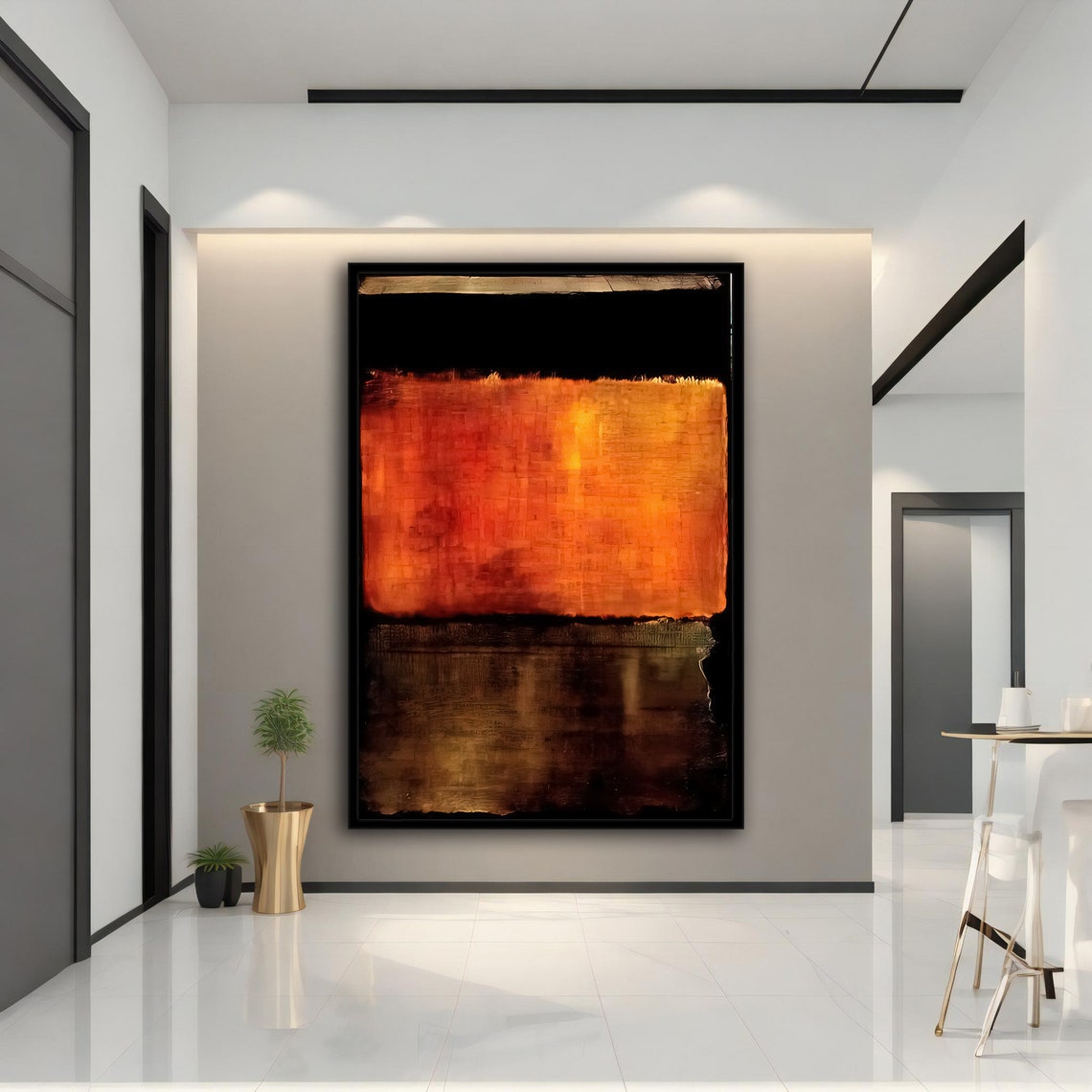 Burnt Orange Black Abstract Color Field Bold Modern Wall Art Poster - Image 4