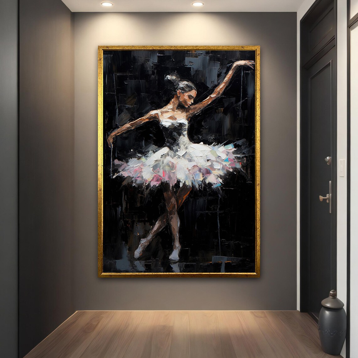 Ballerina White Tutu Arms Outstretched Moody Ballet Art Print - Image 2