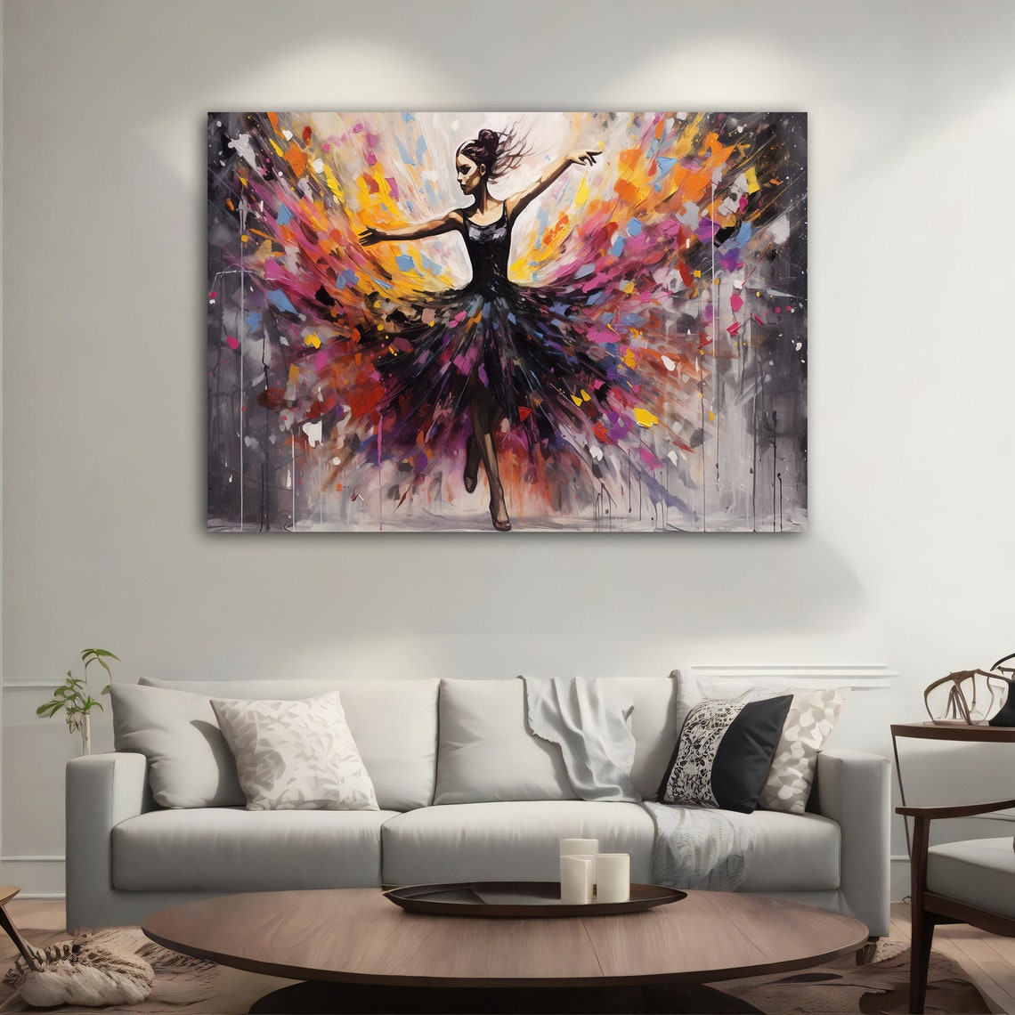 Abstract Ballerina Dancer Exploding Colorful Paint Modern Art Poster - Image 5