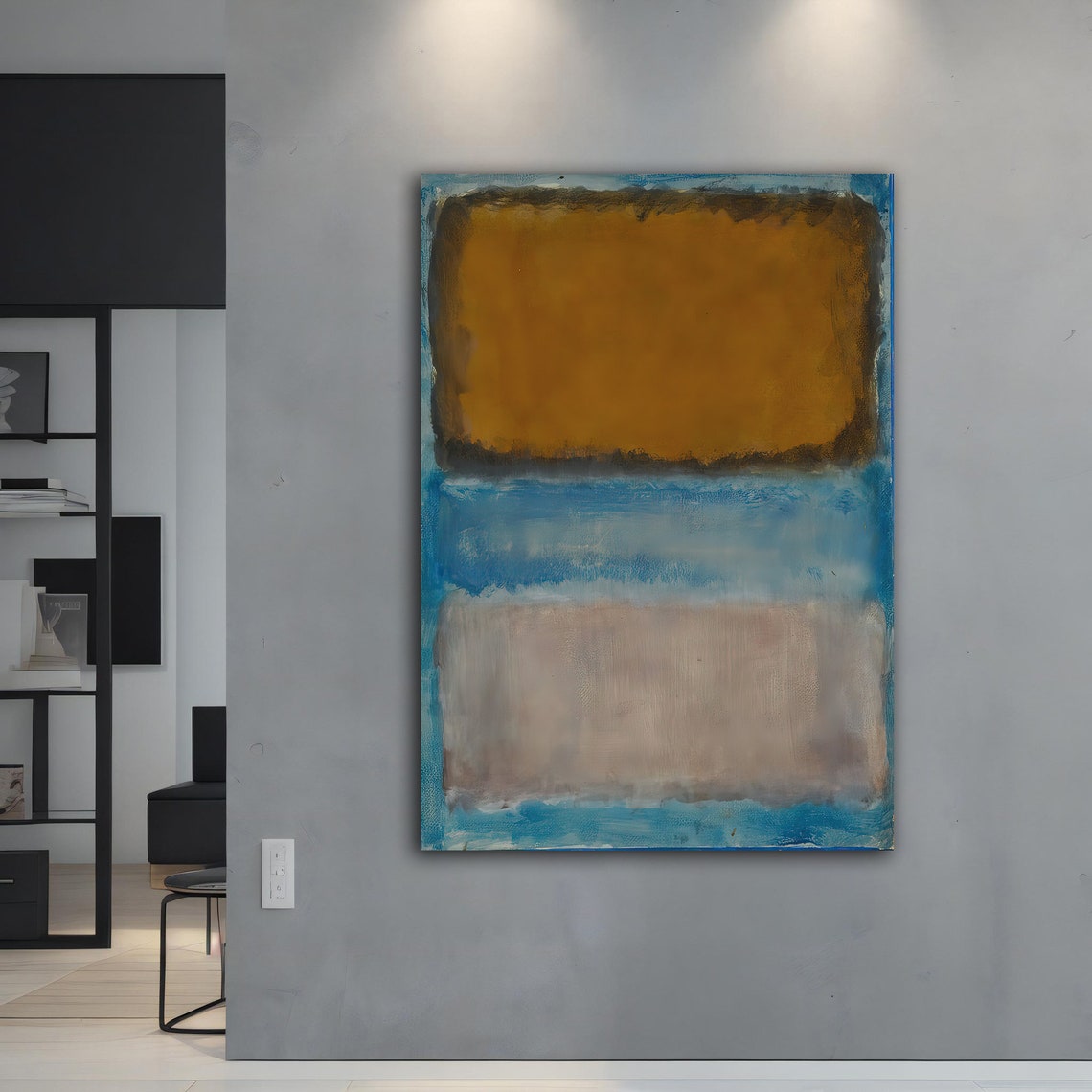 Rothko Style Ochre Blue Color Field Abstract Wall Art Poster - Image 5