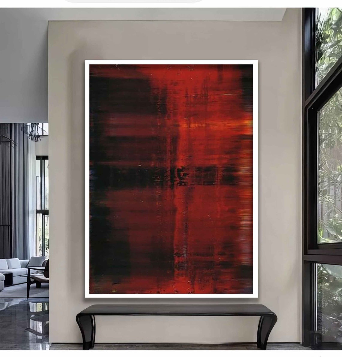 Crimson Red Black Abstract Expressionist Modern Wall Art Poster - Image 5