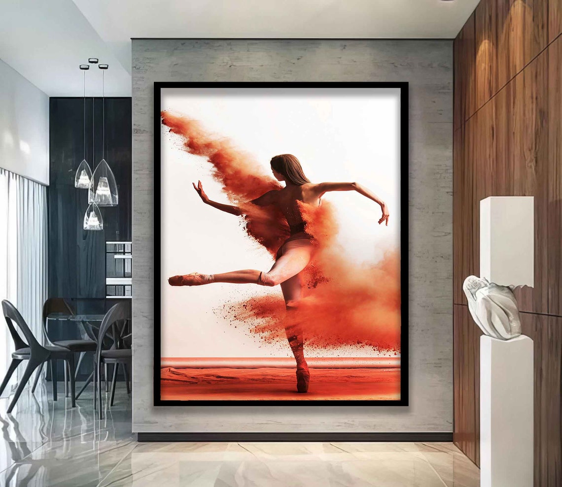 Ballerina Dancing Red Powder Cloud Motion Dance Art Photography Poster - Image 3