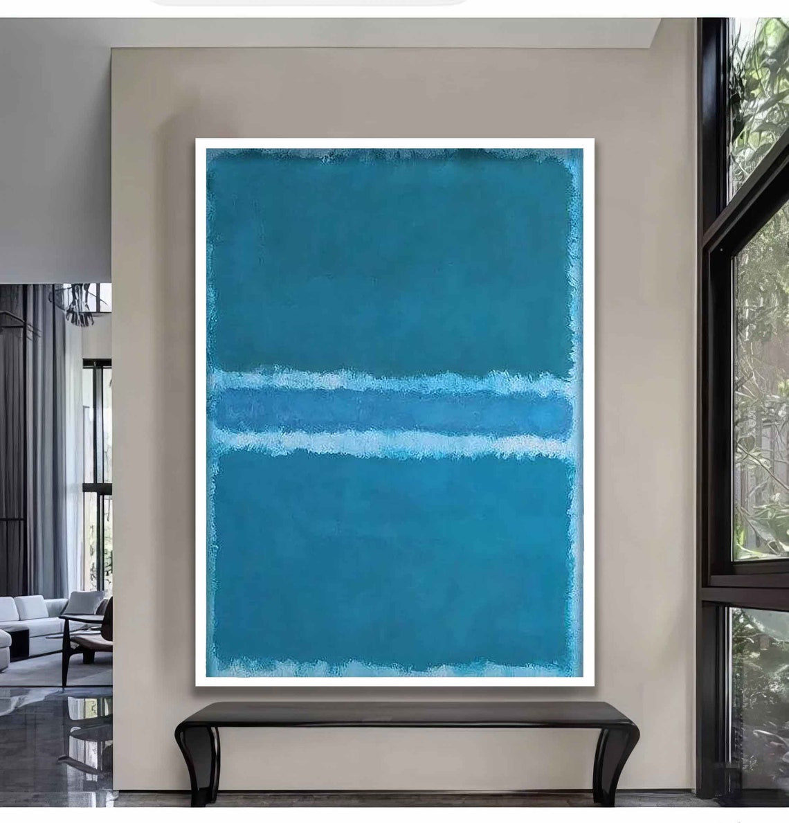 Teal Blue Color Field Abstract Calm Minimalist Wall Art Poster - Image 5