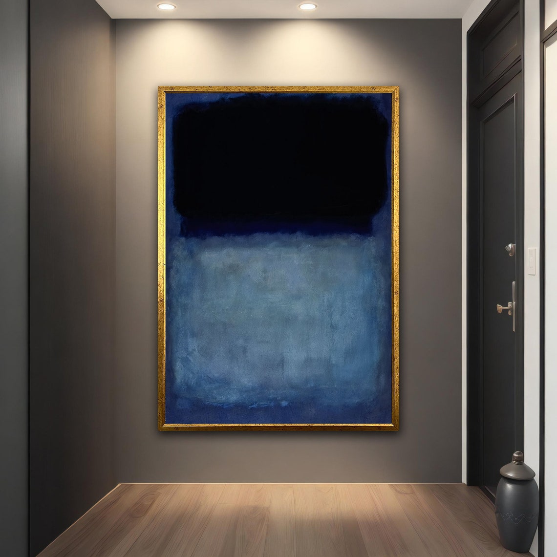 Midnight Blue Black Abstract Color Field Modern Wall Art Poster - Image 4