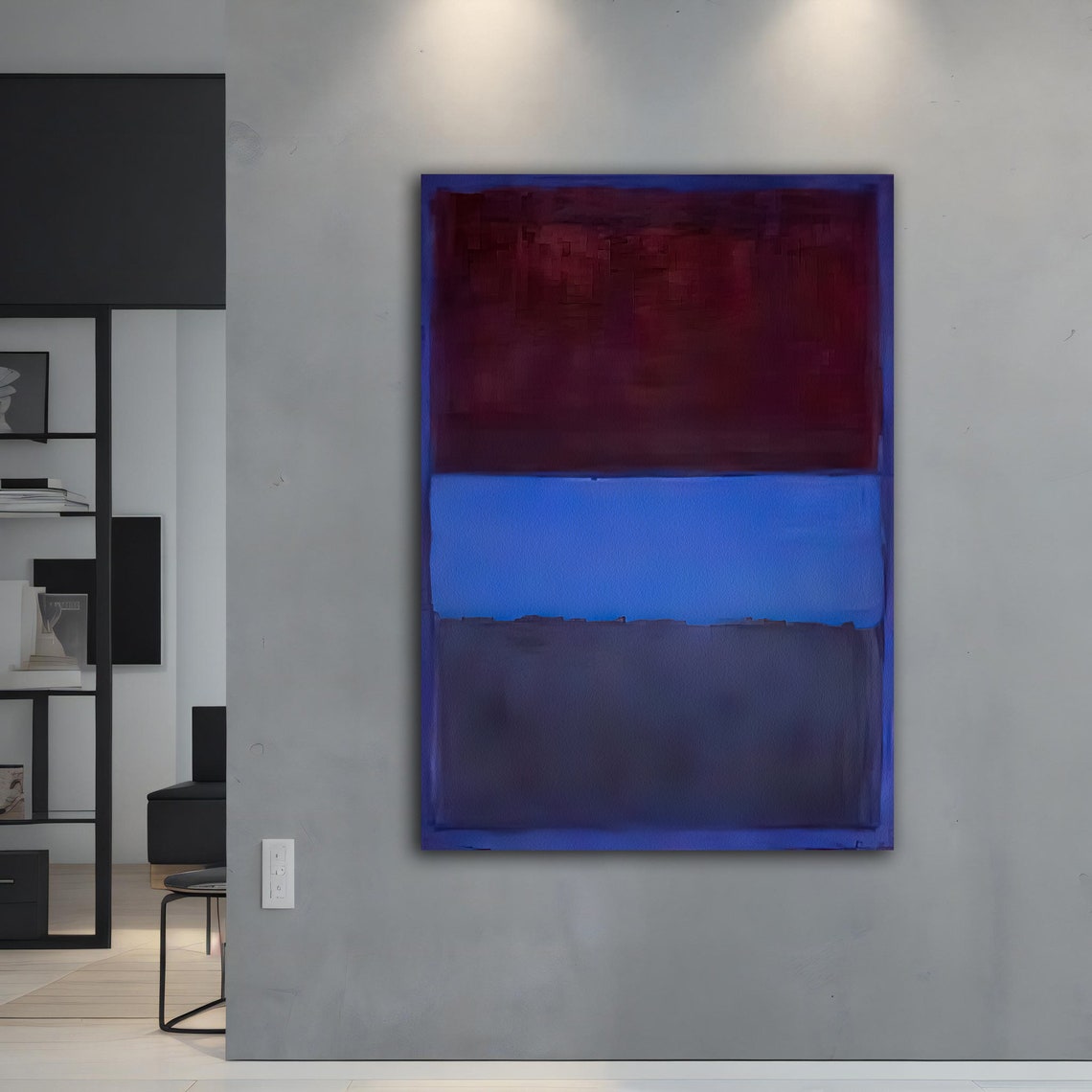 Rothko Style Maroon Blue Color Field Abstract Wall Art Poster - Image 3
