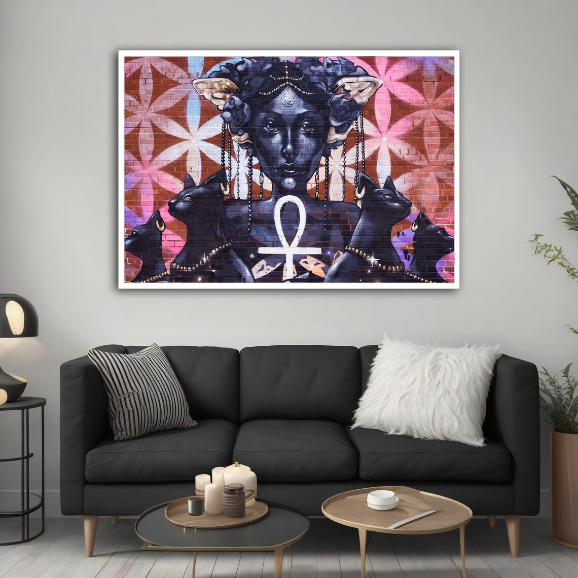 Graffiti Woman Black Cats Ankh Egyptian Street Art Pop Culture Poster - Image 2