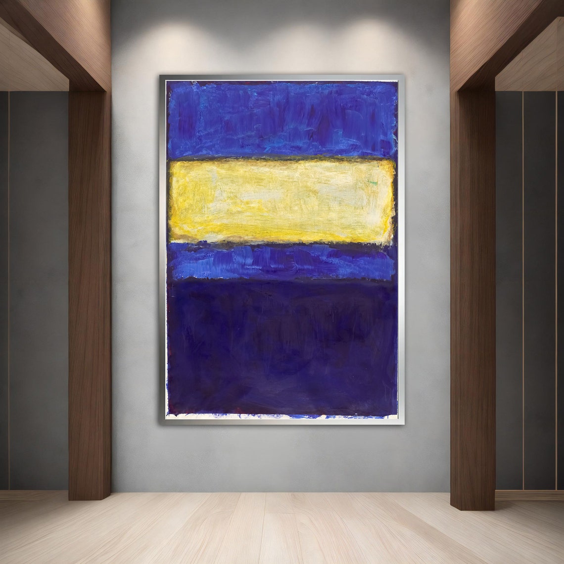 Rothko Style Yellow Deep Blue Color Field Abstract Wall Art Print - Image 3