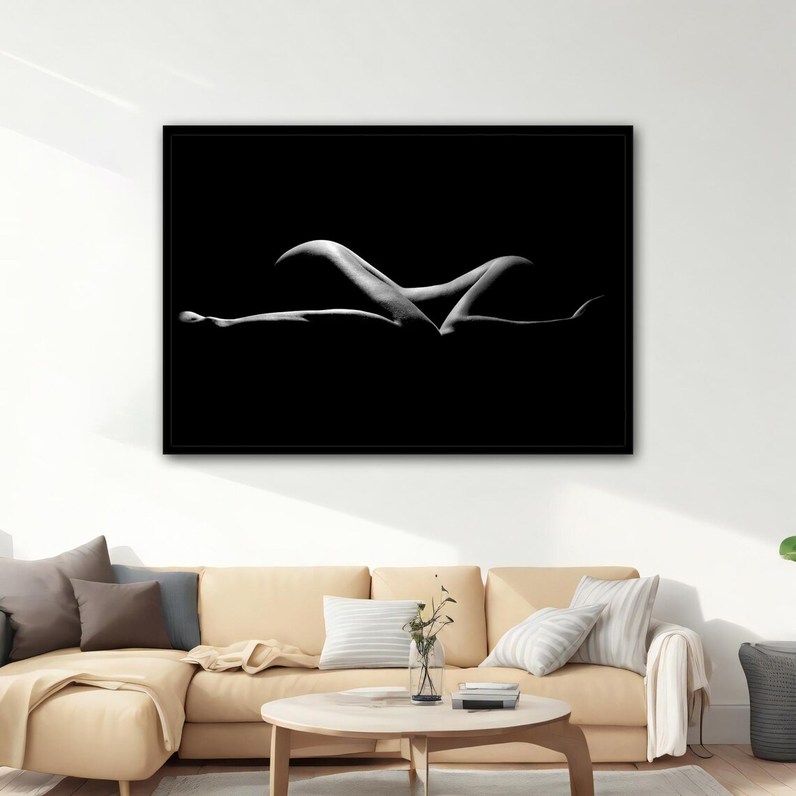 Black White Nude Woman Body Photo Artistic Silhouette Fine Art Wall Poster - Image 5