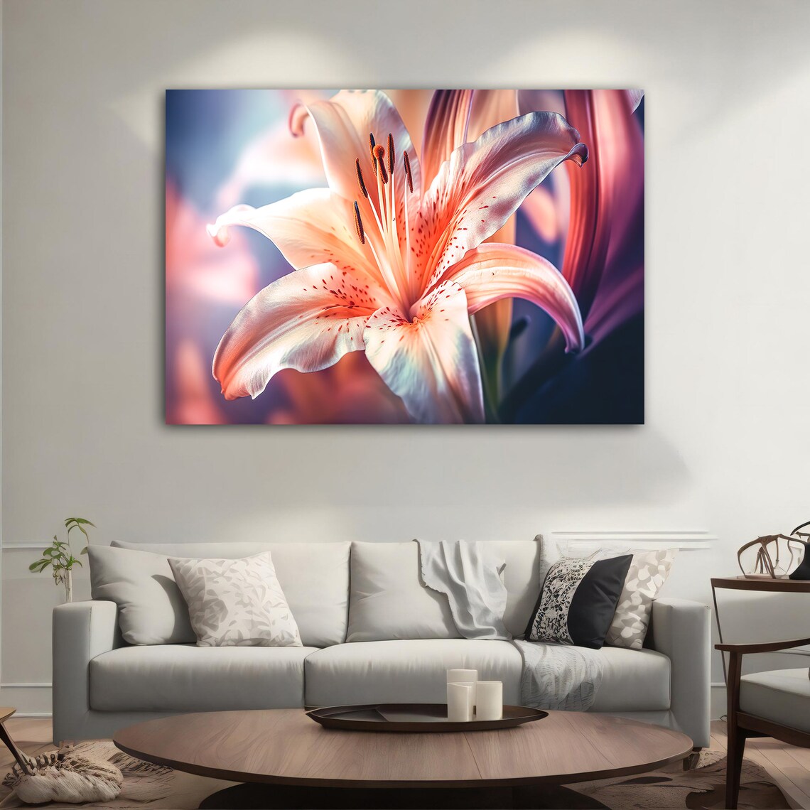 Pink Lily Flower Close Up Photo Soft Petals Botanical Wall Art Poster - Image 5
