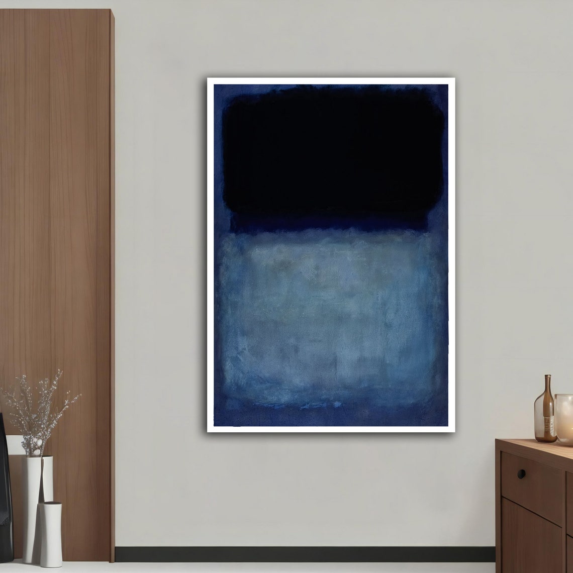 Midnight Blue Black Abstract Color Field Modern Wall Art Poster - Image 2