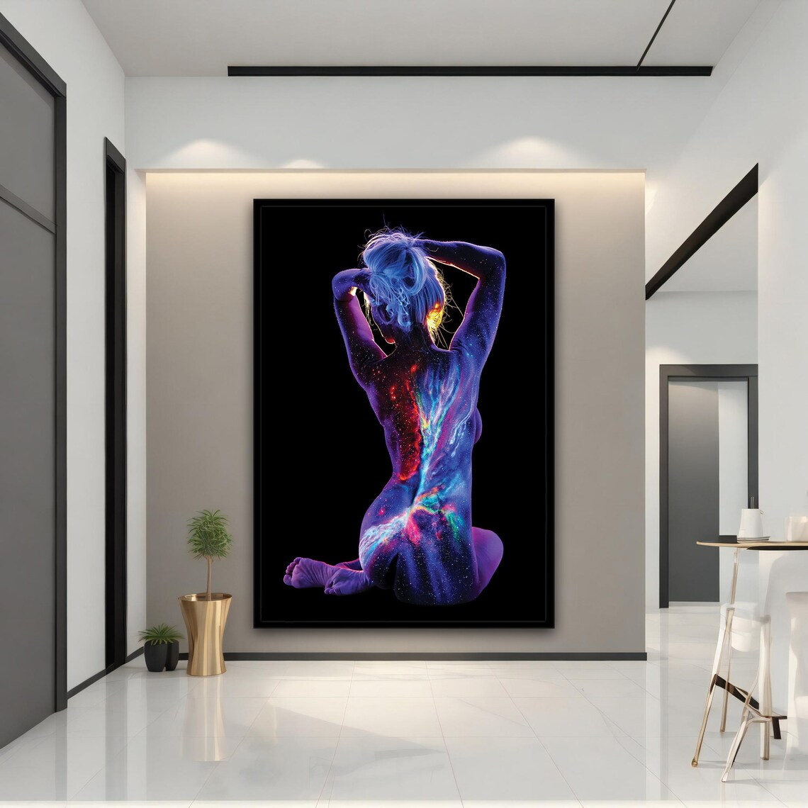 Galaxy Body Paint Woman Abstract Cosmic Figure Art Print Poster - Image 4