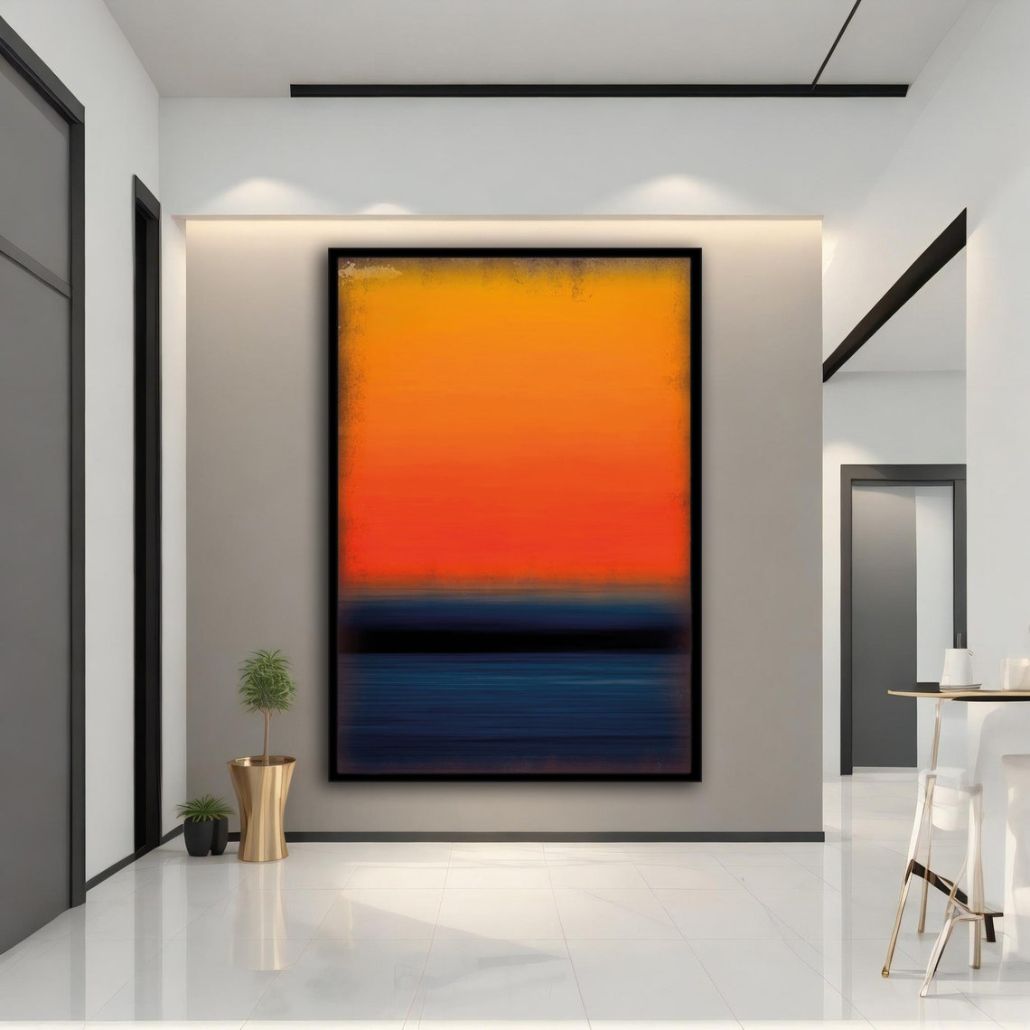 Sunset Orange Blue Gradient Abstract Minimalist Wall Art Poster - Image 5
