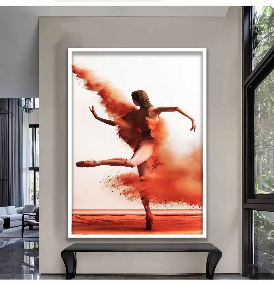 Ballerina Dancing Red Powder Cloud Motion Dance Art Photography Poster - Image 2