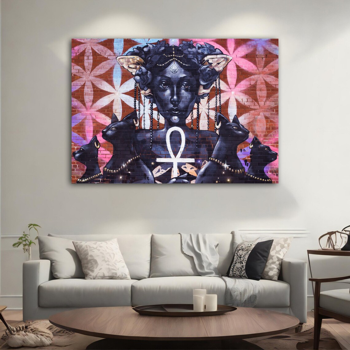 Graffiti Woman Black Cats Ankh Egyptian Street Art Pop Culture Poster - Image 4