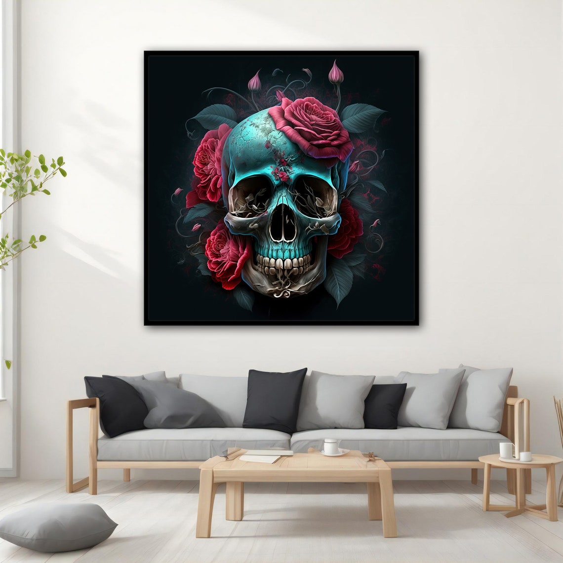 Skull Modern Wall Art Skull Wall Art Skull Skull Print Skull Wall Decor Skull Poster Skull Framed - Image 2