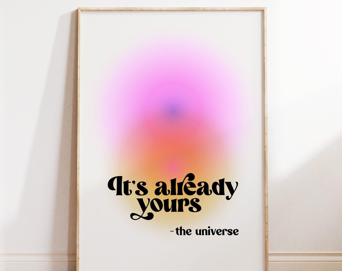 Manifestation Retro Print, Trendy Gradient Art