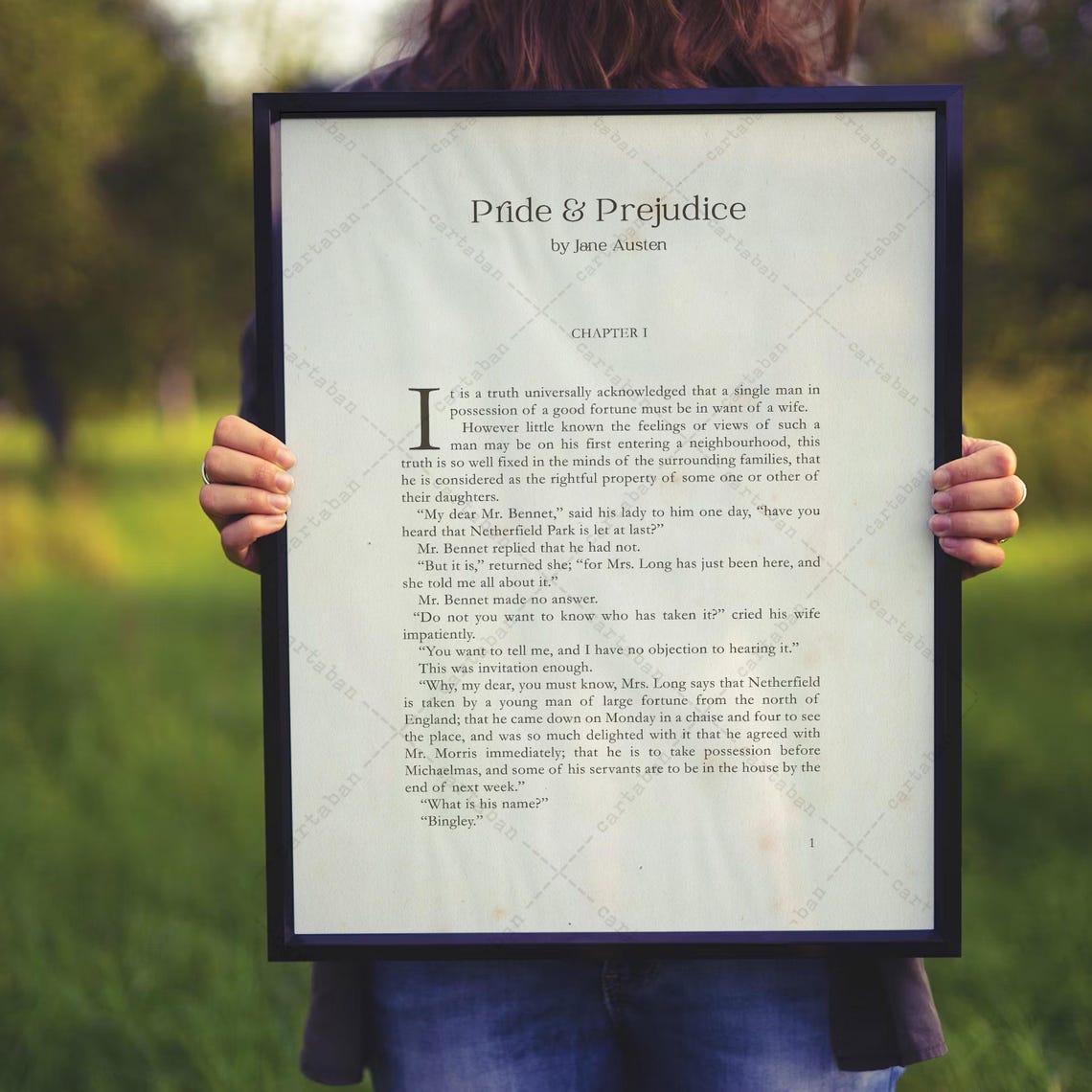 Jane Austen Pride And Prejudice Chapter One First Page Art Print - Image 3