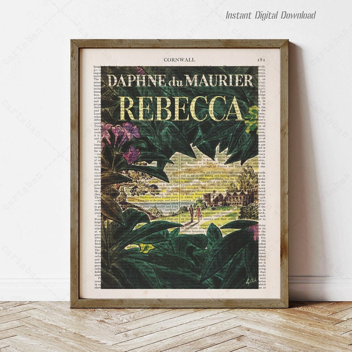 Daphne Du Maurier Rebecca Manderley Tropical Leaves Dictionary Art Poster