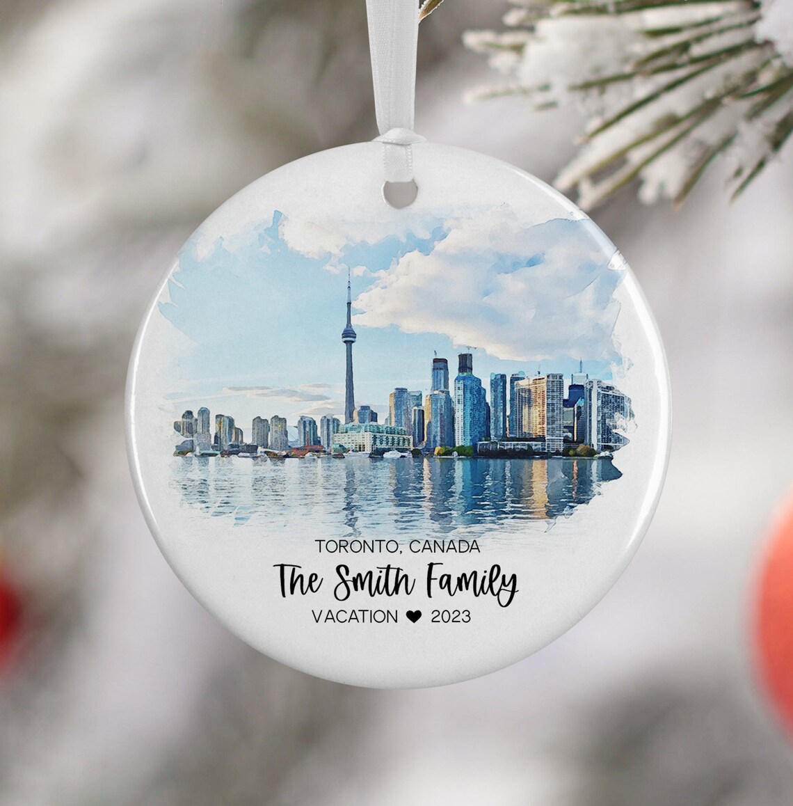 Custom Toronto Canada Ornament Watercolor Travel Poster