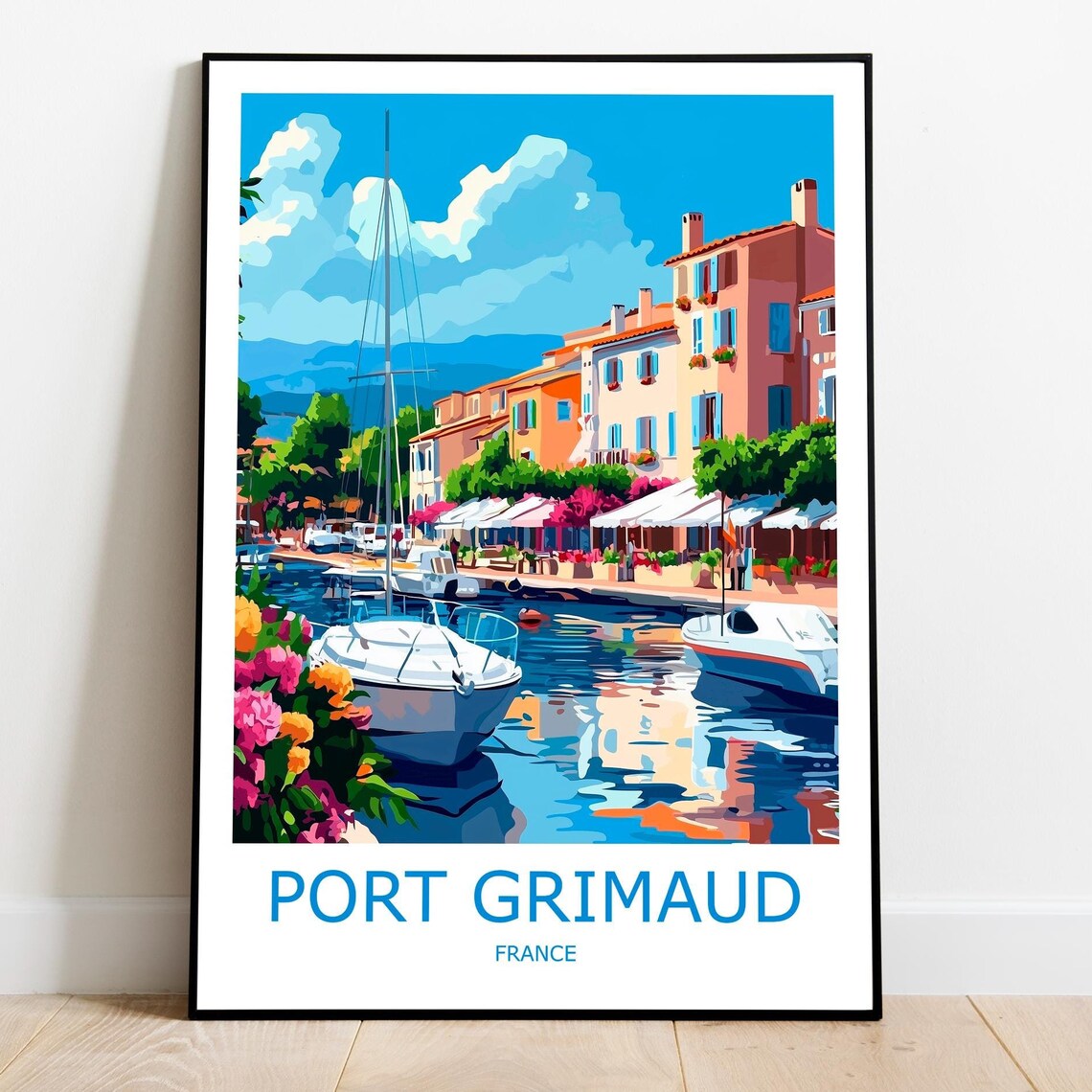 Port Grimaud French Riviera Marina Sailboats in Sunlight Travel Poster