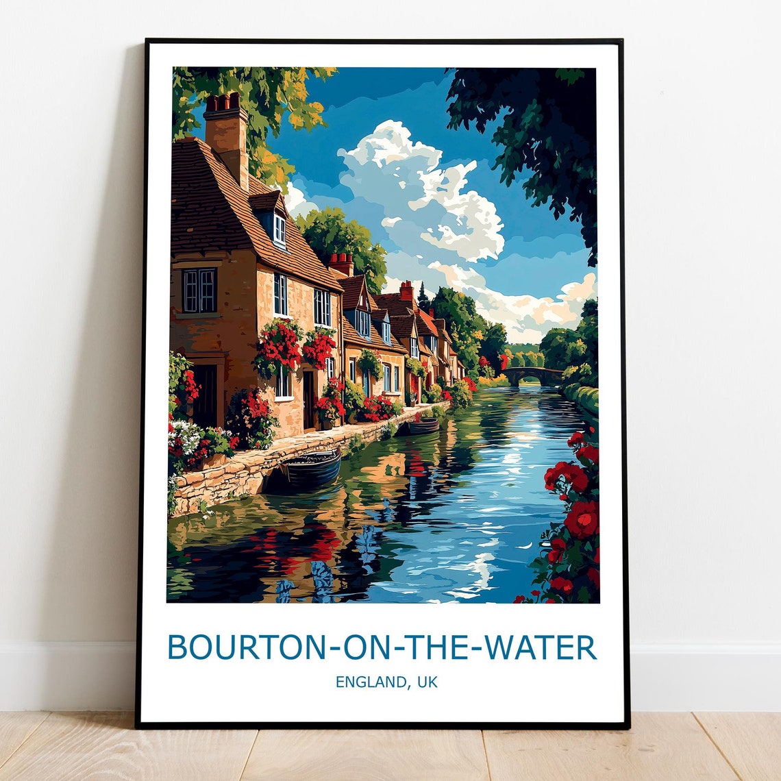 Bourton On The Water England Cotswold Village River Travel Poster
