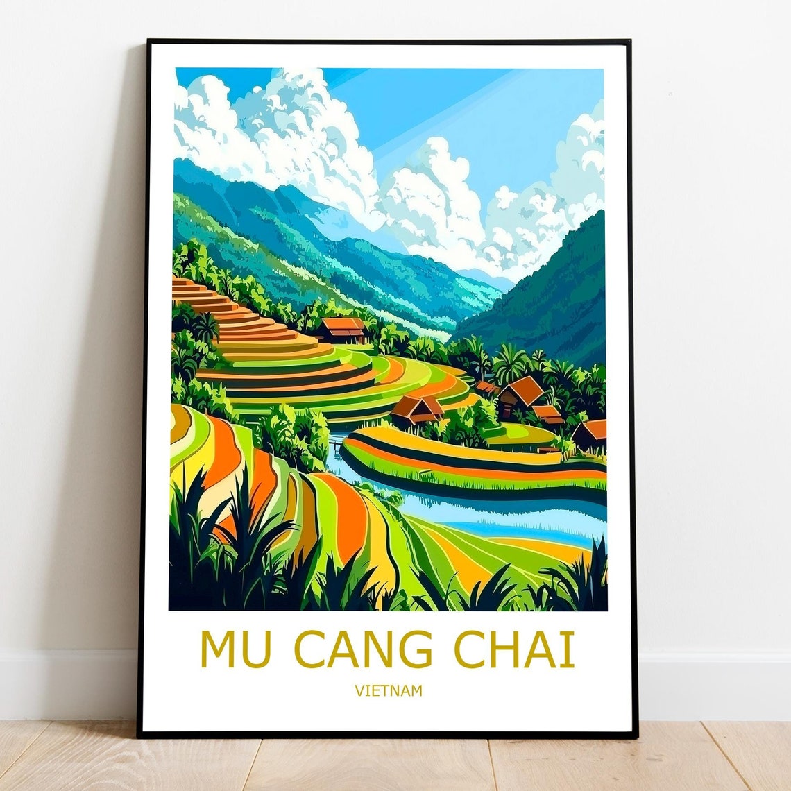 Mu Cang Chai Terraced Rice Fields Golden Harvest Vietnam Poster