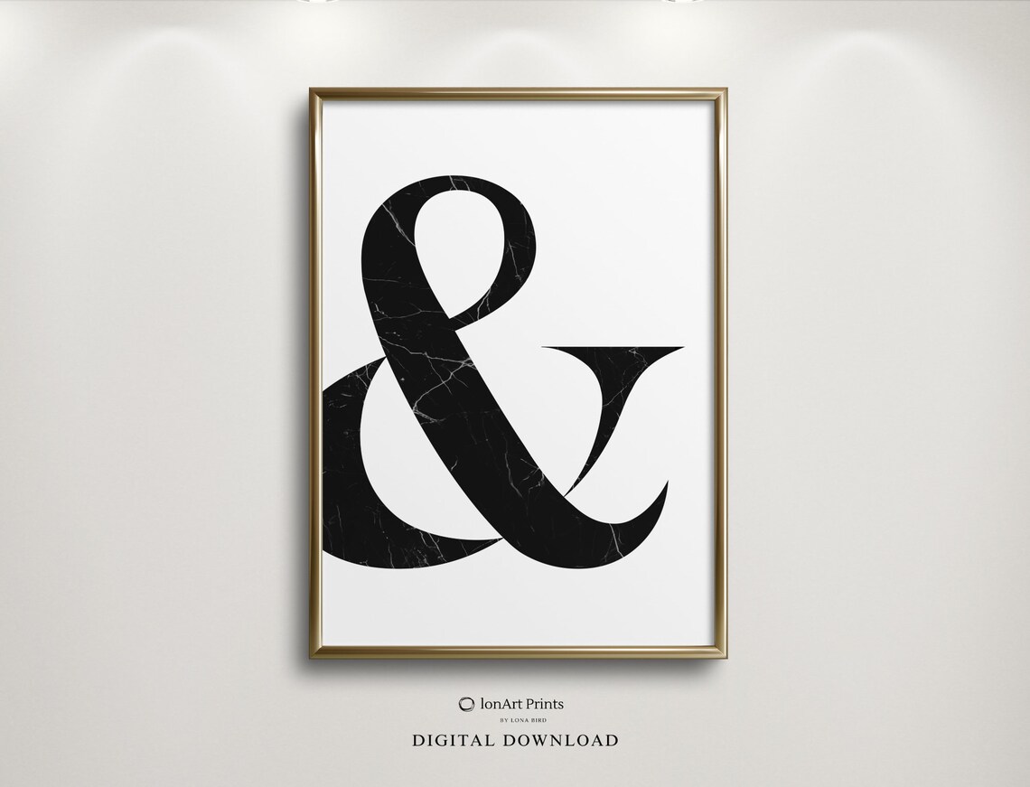 Ampersand Typography Black Marble Symbol Minimalist Decor Poster