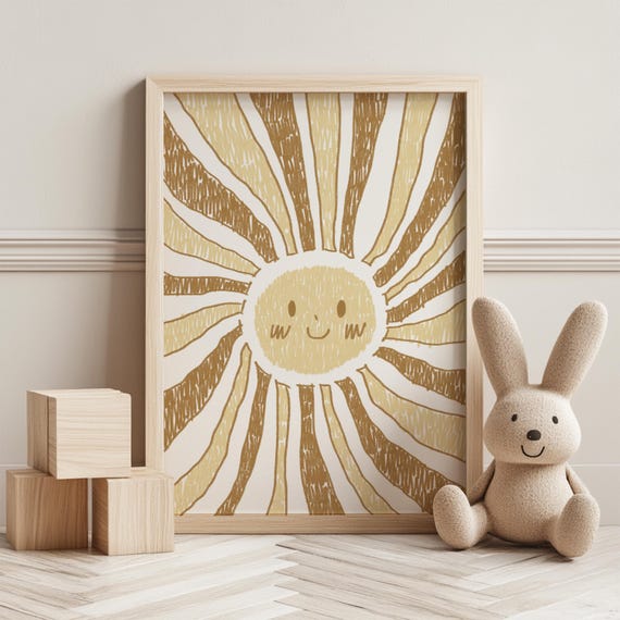 Sunshine Nursery Art Print Handdrawn Kids Room Decor
