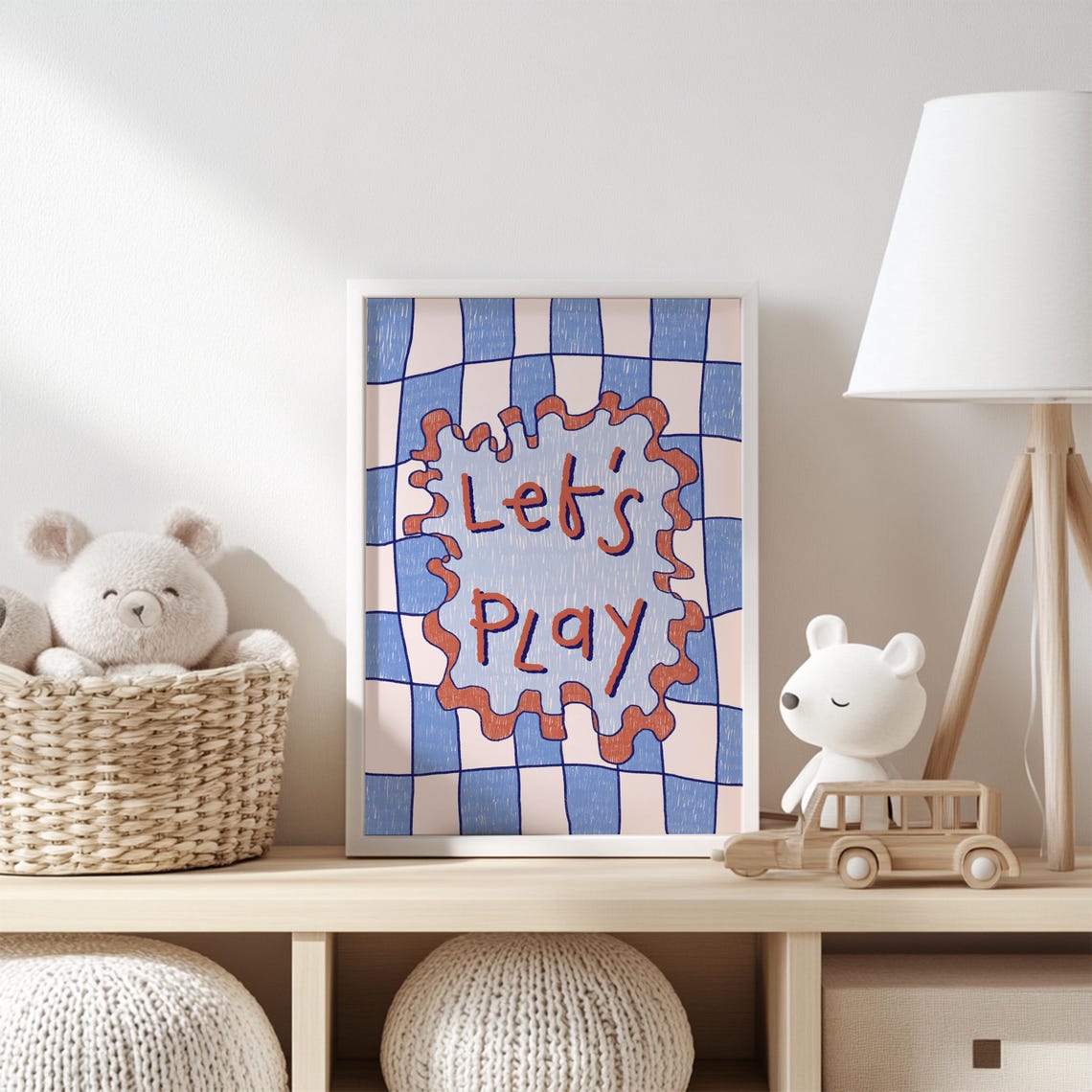 Lets Play Nursery Art Handdrawn Kids Room Decor Print